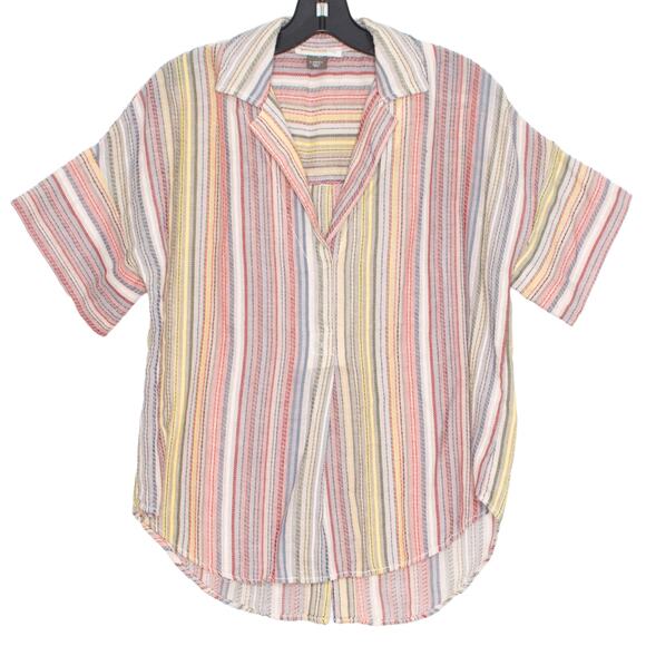 Pilcro Top Boho Coastal Grandma Preppy Feminine Classic Pride Rainbow Stripe XS - Picture 1 of 7